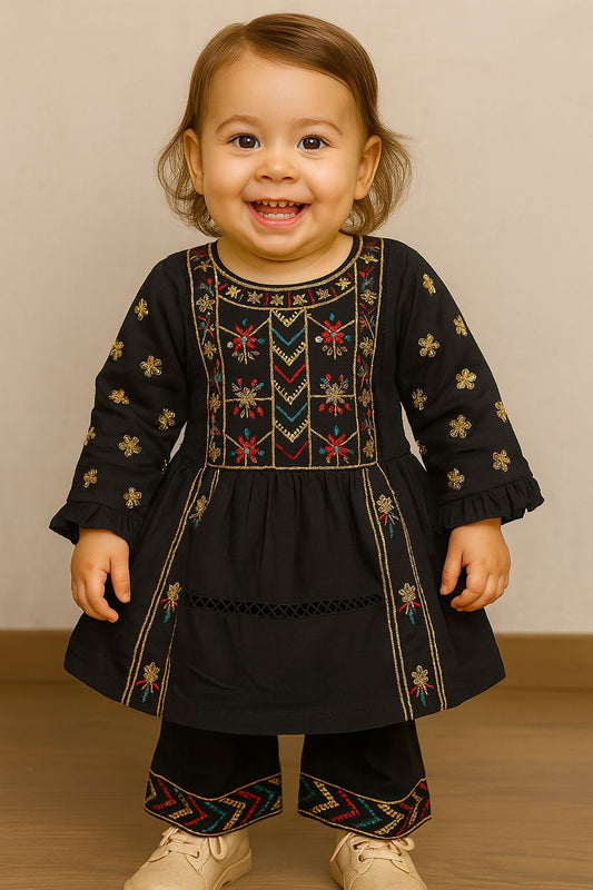 Royal Bloom – Baby Girl Embroidered Dress Set
