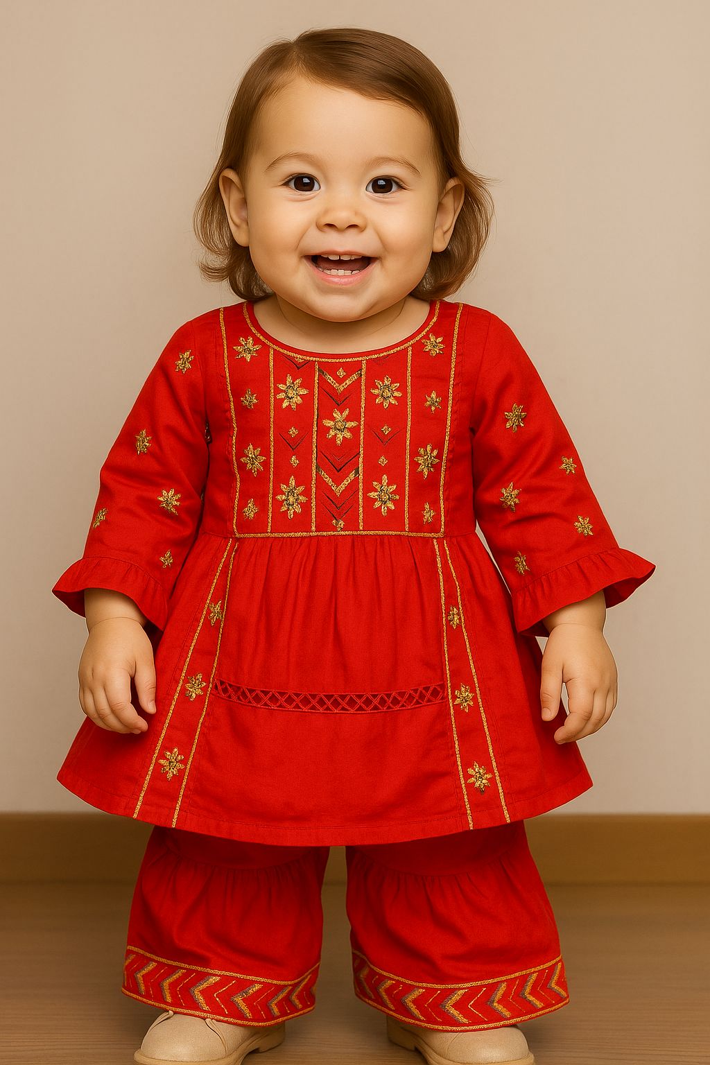 Royal Bloom – Baby Girl Embroidered Dress Set