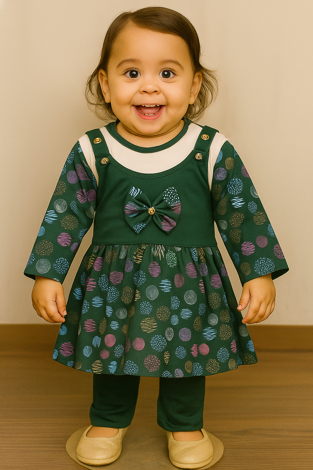 Polka Charm Baby Girl Frock Set